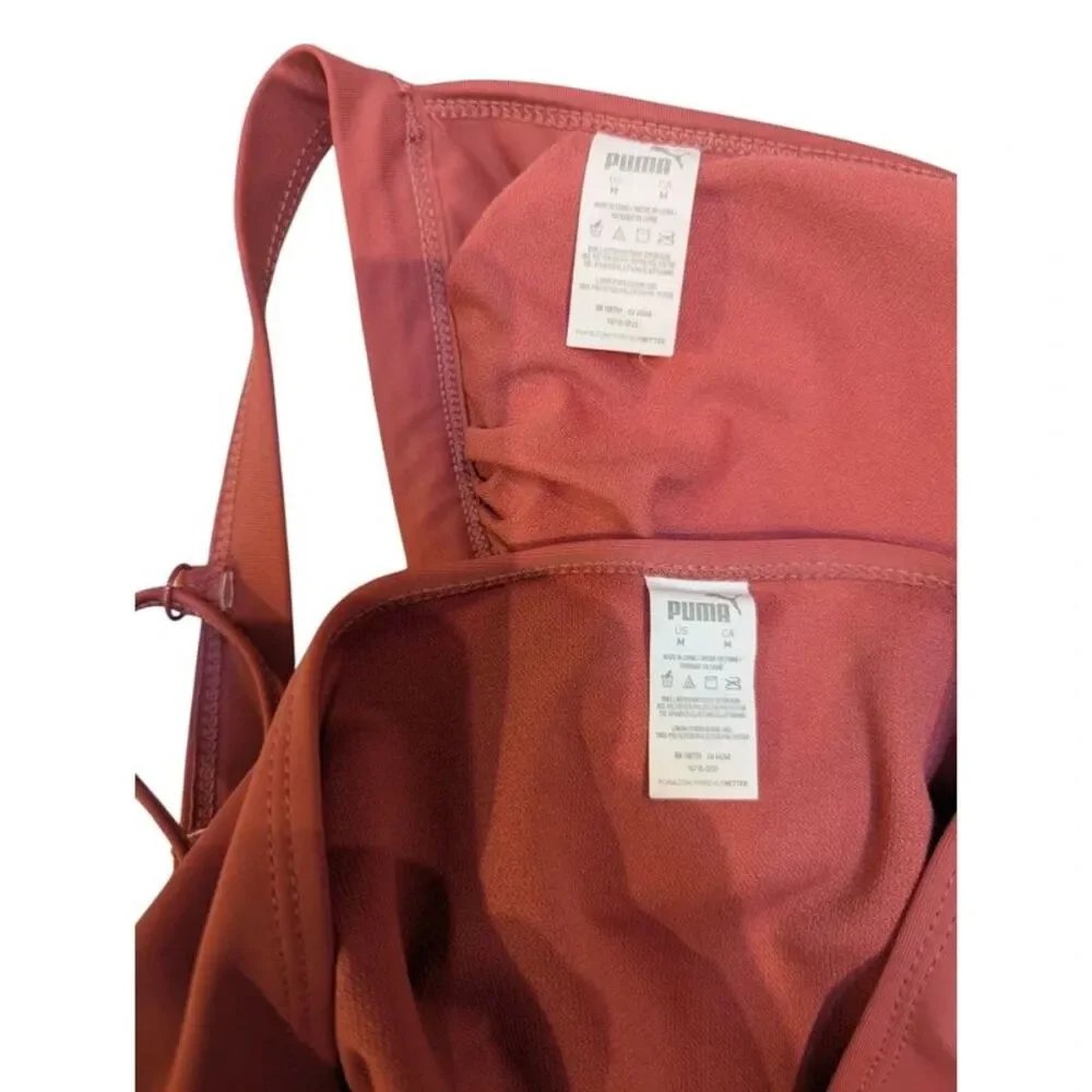 Puma Triangle Top Hi Cut Bikini in Terracotta Size M